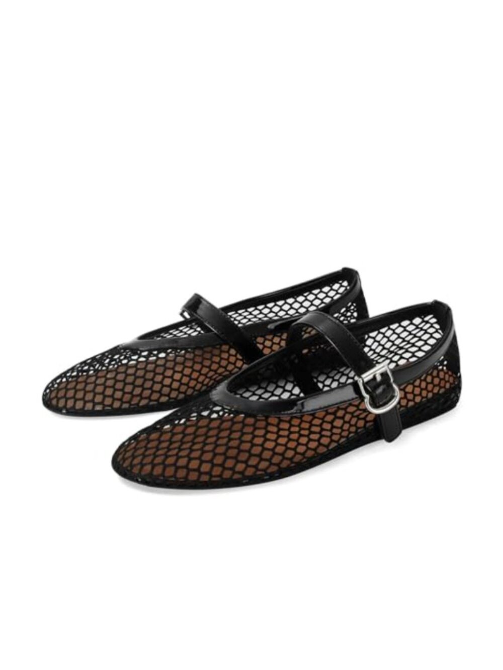 MICIFA Women's Mesh Ballet Flats Buckle Strap Mary Jane Casual Dress Shoes